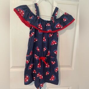 Cat & Jack Blue Romper with Red Stars
